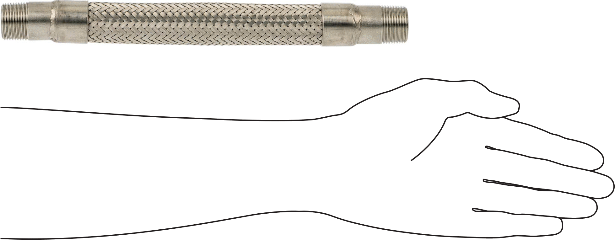 Titreşime Dayanıklı Su Hortumu, Orta Basınç, 304 Paslanmaz Çelik 3/4 x 3/4 NPT Bağlantı Parçaları, 11" Uzunluk