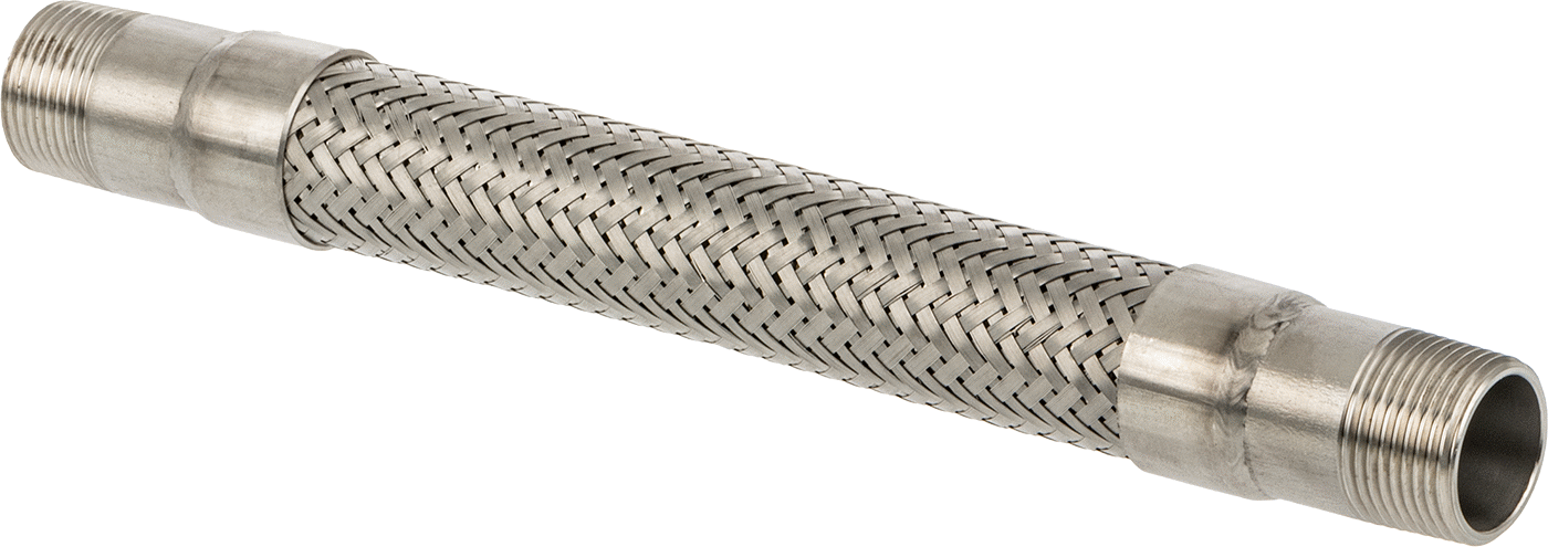 Titreşime Dayanıklı Su Hortumu, Orta Basınç, 304 Paslanmaz Çelik 1 x 1 NPT Bağlantı Parçaları, 12" Uzunluk
