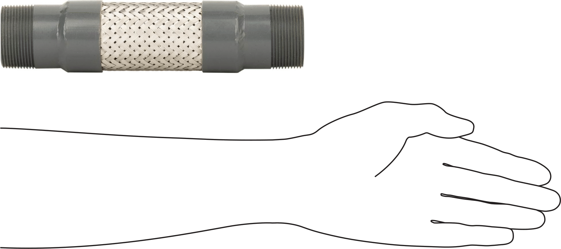 Titreşime Dayanıklı Su Hortumu, Orta Basınç, Çelik 1 1/2 x 1 1/2 NPT Bağlantı Parçaları, 9 inç Uzunluk
