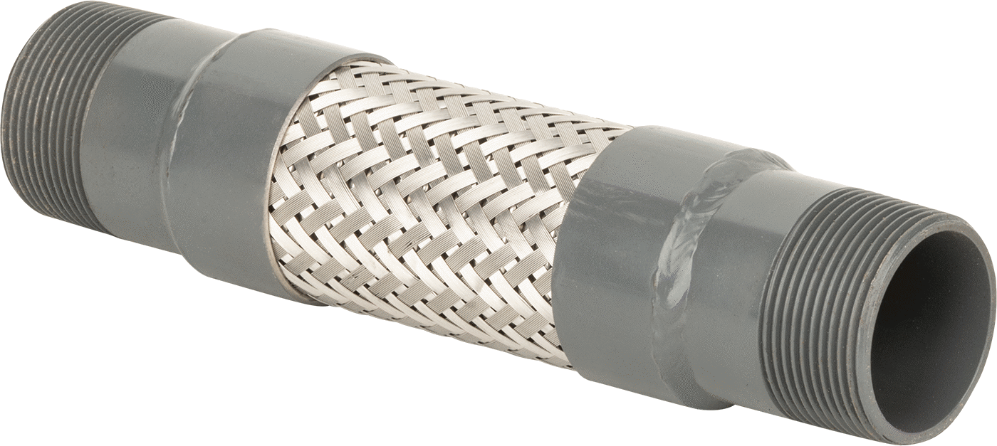 Titreşime Dayanıklı Su Hortumu, Orta Basınç, Çelik 1 1/2 x 1 1/2 NPT Bağlantı Parçaları, 9 inç Uzunluk