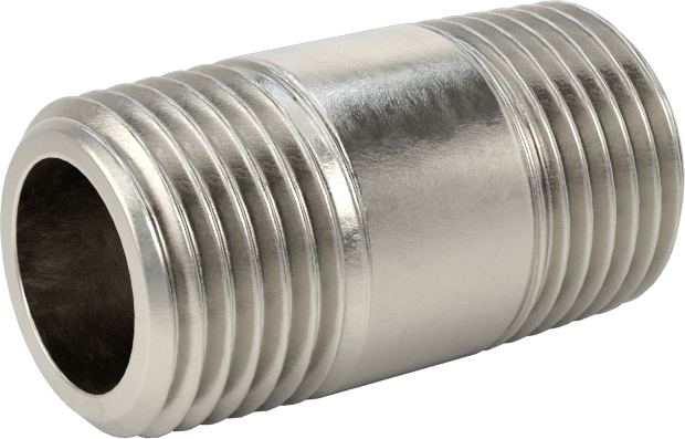 Standart Cidarlı 316/316L Paslanmaz Çelik Dişli Boru, Her İki Ucu Dişli, 1/8 BSPT, 3/4" Uzunluk