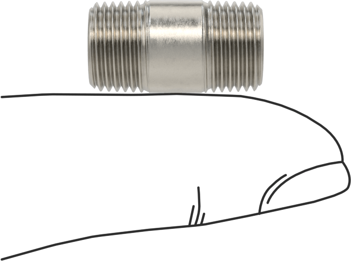 Standart Cidarlı 316/316L Paslanmaz Çelik Dişli Boru, Her İki Ucu Dişli, 1/8 BSPT, 3/4" Uzunluk