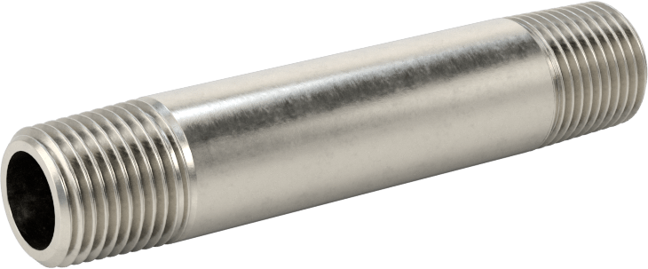 Standart Cidarlı 316/316L Paslanmaz Çelik Dişli Boru, Her İki Ucu Dişli, 1/8 BSPT, 2" Uzunluk