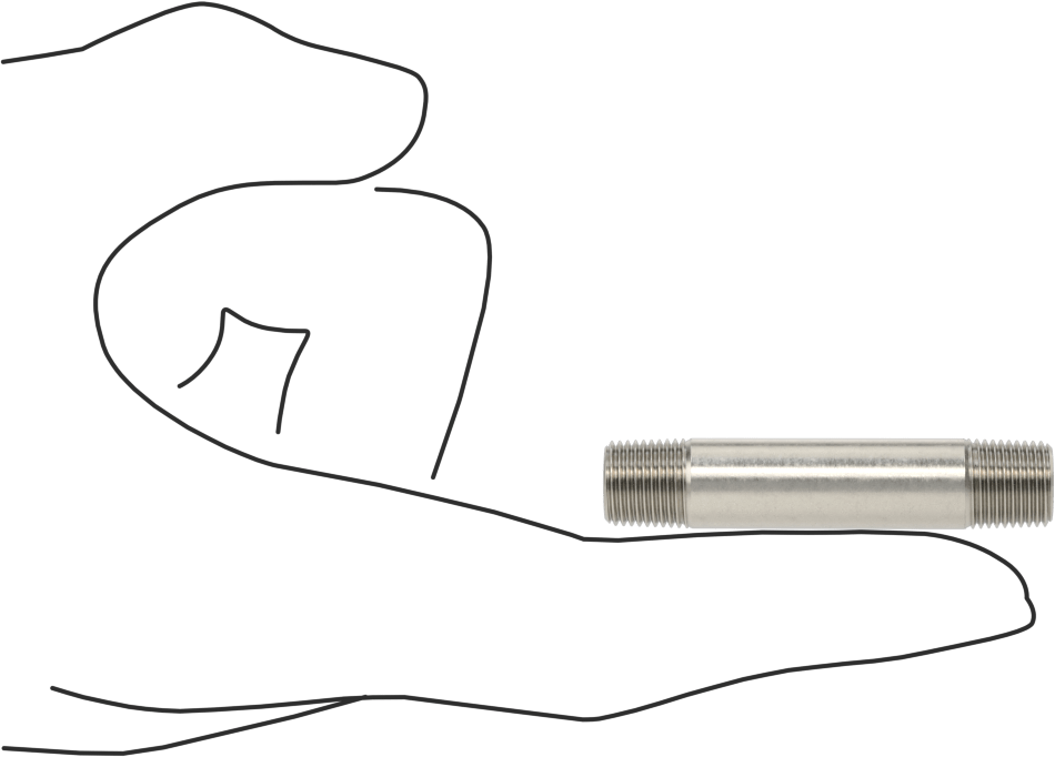 Standart Cidarlı 316/316L Paslanmaz Çelik Dişli Boru, Her İki Ucu Dişli, 1/8 BSPT, 2" Uzunluk