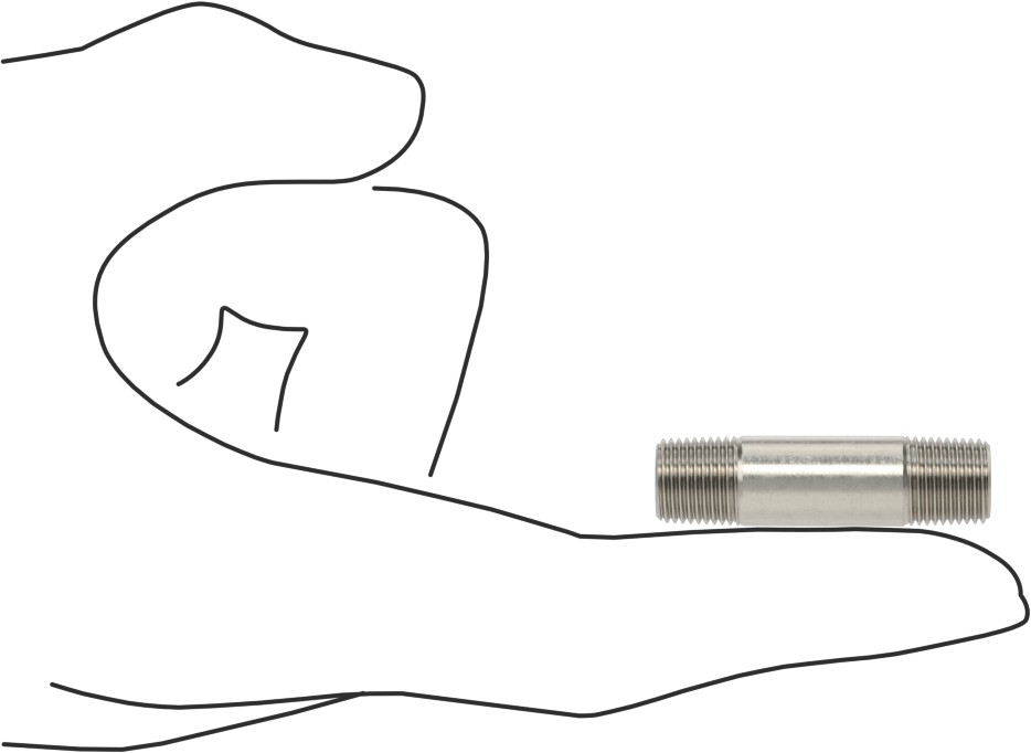 Standart Cidarlı 316/316L Paslanmaz Çelik Dişli Boru, Her İki Ucu Dişli, 1/8 BSPT, 1-1/2" Uzunluk