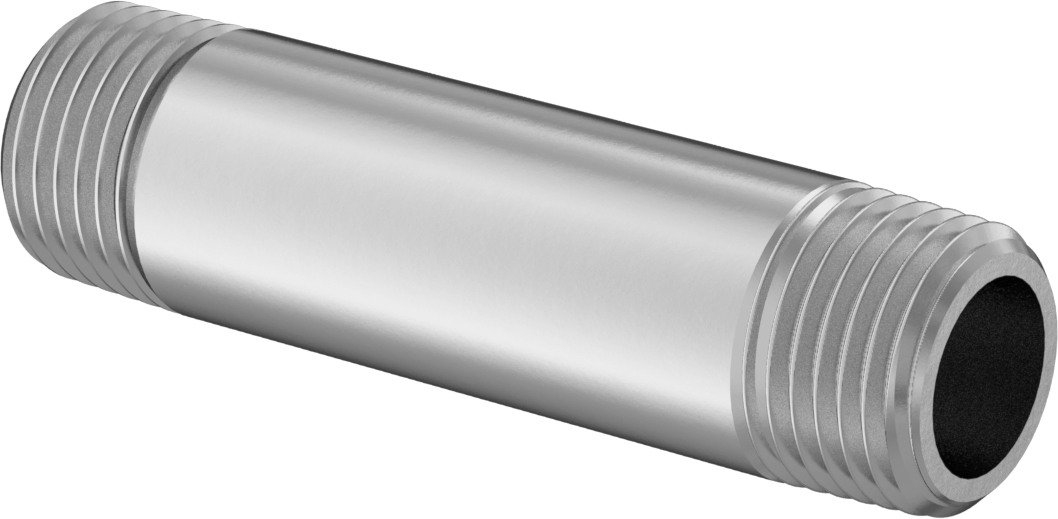 Standart Cidarlı 316/316L Paslanmaz Çelik Dişli Boru, Her İki Ucu Dişli, 1/8 BSPT x 1/8 NPT, 1-1/2" Uzunluk