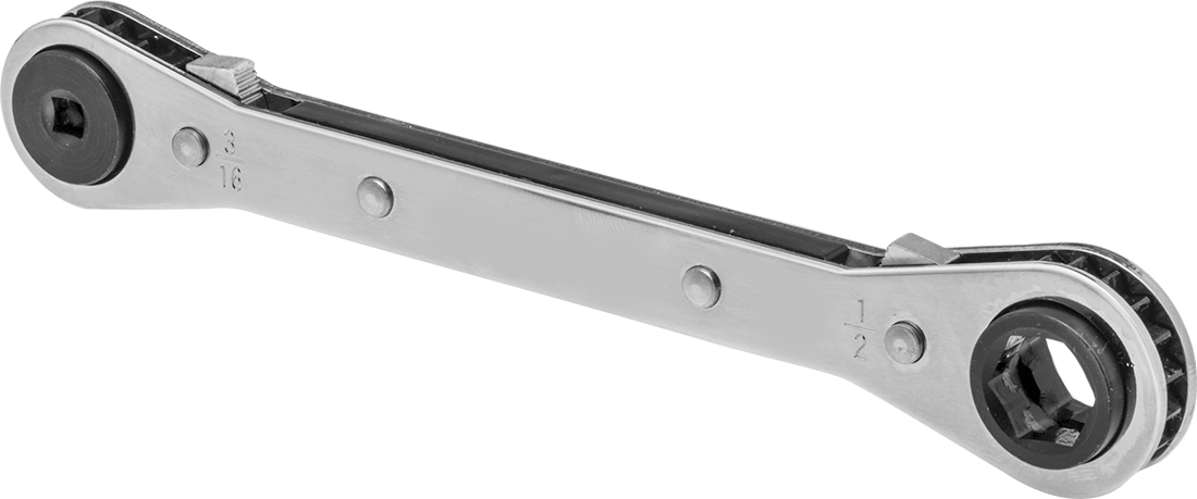 İki Başlı Cırcırlı Kutu Anahtarı, 4 ve 6 Noktalı Açıklıklar, 3/16“ ve 1/4” x 1/2“ ve 9/16” Boyut