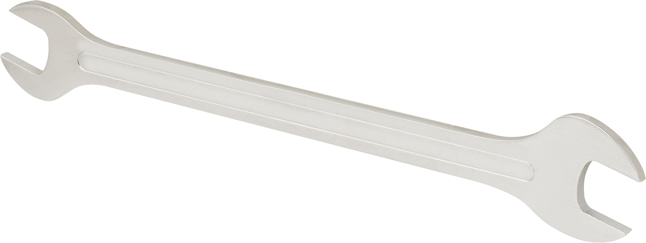 İki Başlı Dar Açıklıklı Açık Uçlu Anahtar, 14 mm x 15 mm Boyut, 8-1/4" Toplam Uzunluk