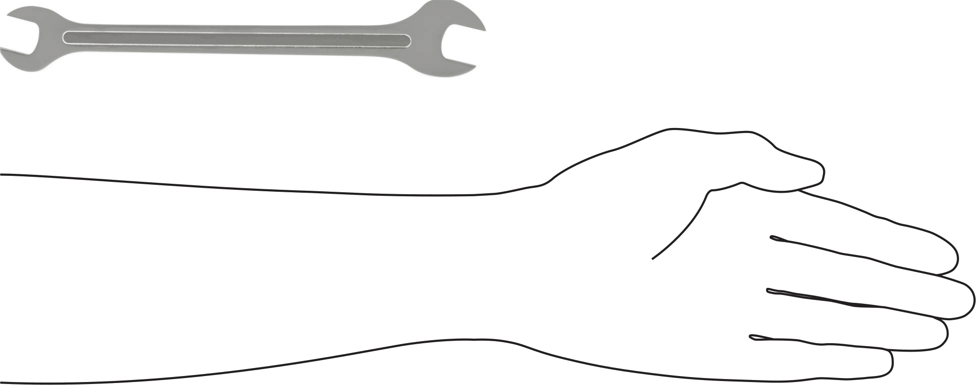 İki Başlı Dar Açıklıklı Açık Uçlu Anahtar, 14 mm x 15 mm Boyut, 8-1/4" Toplam Uzunluk