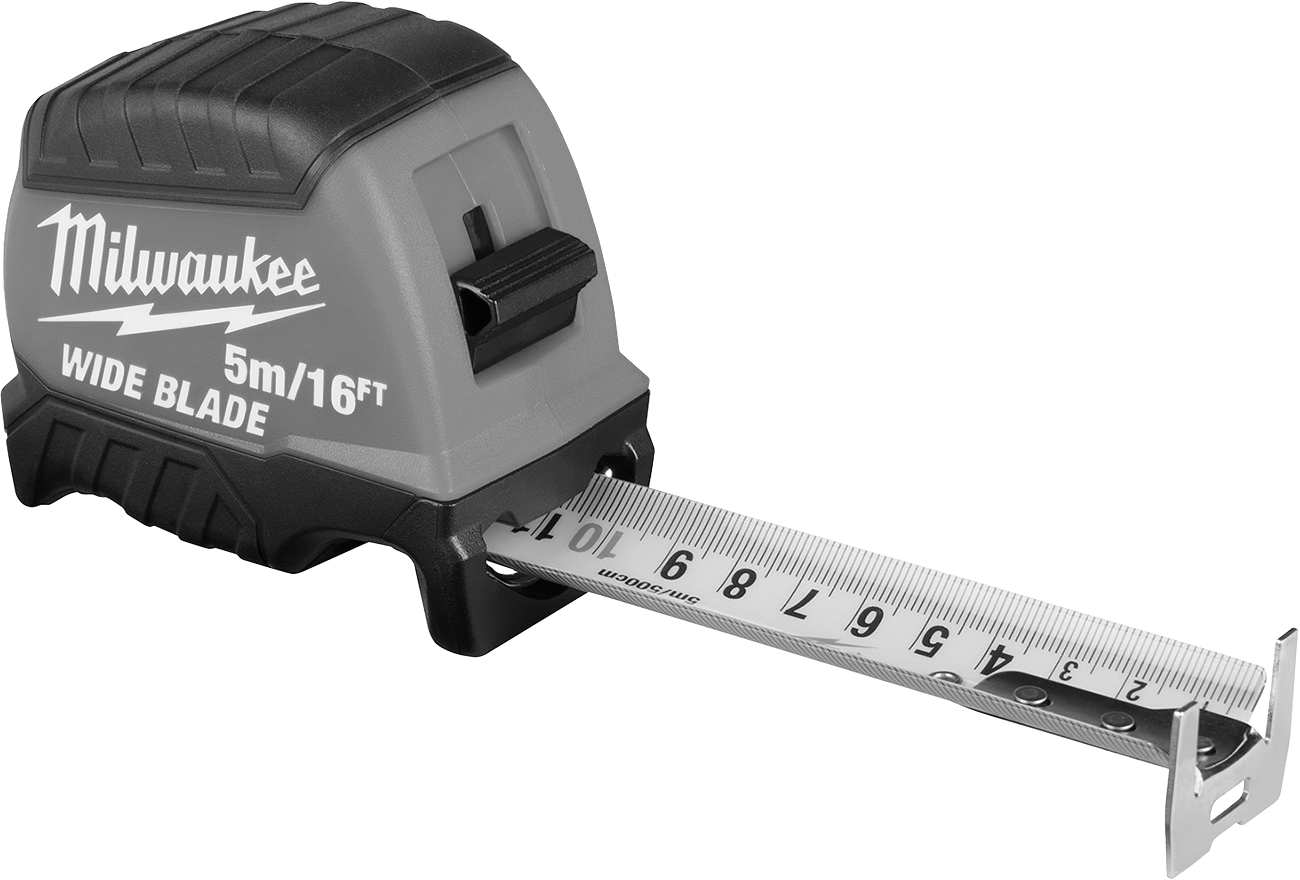 Milwaukee Geniş Bıçaklı Şerit Metre, Çift Kanca Uçlu, 16 fit/5 m uzunluğunda, Model Numarası 48-22-1217