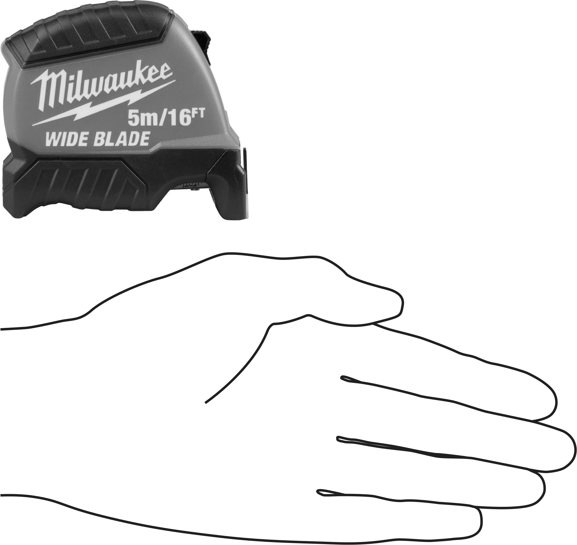Milwaukee Geniş Bıçaklı Şerit Metre, Çift Kanca Uçlu, 16 fit/5 m uzunluğunda, Model Numarası 48-22-1217