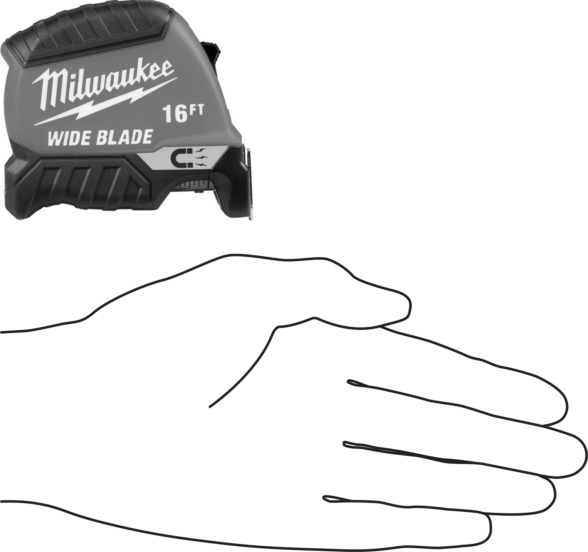Milwaukee Geniş Bıçaklı Şerit Metre, Manyetik Kanca Uçlu, 16 Fit Uzunluk, Model Numarası 48-22-1216m