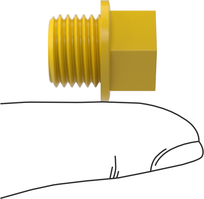 Yuvarlak Tapalar, Düz Dişli Boru için, Altıgen Tahrik, Naylon, M14 x 1.5mm
