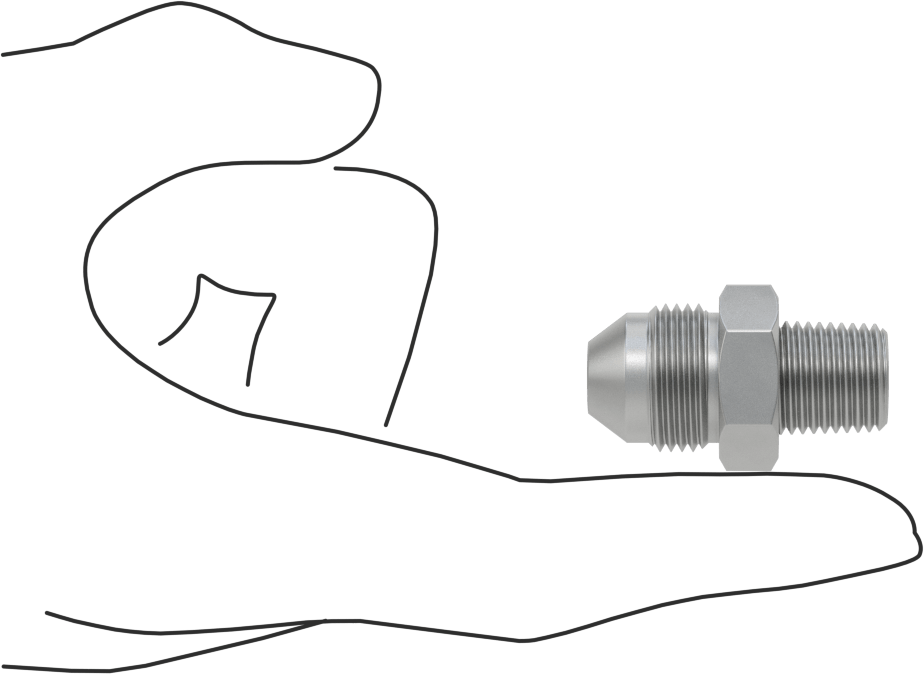 Hassas AN 37 Derece Genişletilmiş Bağlantı Parçası, 1/2" Dış Çaplı Boru x 1/4 ANPT Erkek için 304 Paslanmaz Çelik Adaptör
