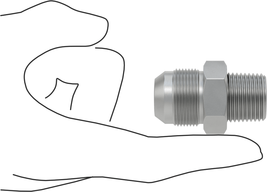 Hassas AN 37 Derece Genişletilmiş Bağlantı Parçası, 3/4" Dış Çaplı Boru x 1/2 ANPT Erkek için 304 Paslanmaz Çelik Adaptör