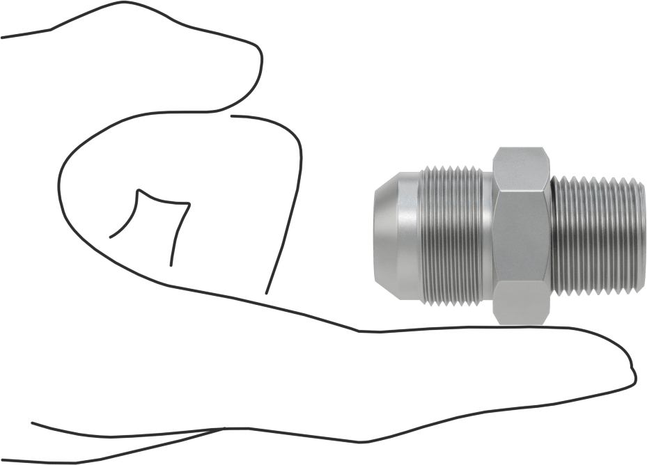 Hassas AN 37 Derece Genişletilmiş Bağlantı Parçası, 3/4" Boru Dış Çapı x 1/2 ANPT Erkek için 316 Paslanmaz Çelik Adaptör