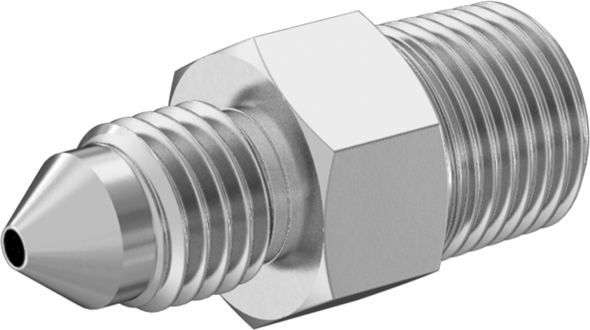 Hassas AN 37 Derece Genişletilmiş Bağlantı Parçası, 1/8" Dış Çaplı Boru x 1/8 ANPT Erkek için 304 Paslanmaz Çelik Adaptör