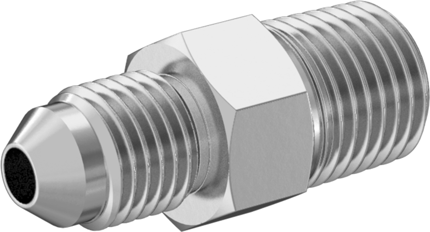 Hassas AN 37 Derece Genişletilmiş Bağlantı Parçası, 1/4" Dış Çaplı Boru x 1/4 ANPT Erkek için 304 Paslanmaz Çelik Adaptör