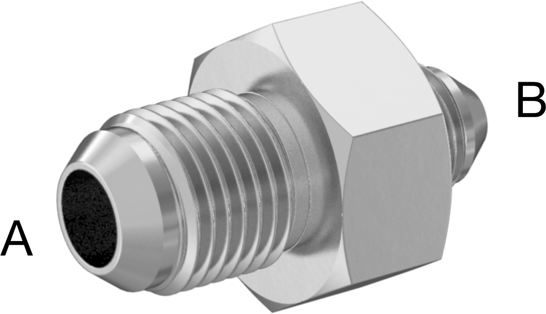 Hassas AN 37 Derece Genişletilmiş Bağlantı Parçası, 3/8“ x 1/4” Dış Çaplı Paslanmaz Çelik Boru için 316 Paslanmaz Çelik Düz Redüktör