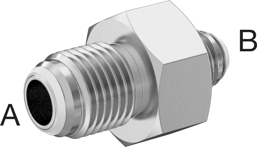 Hassas AN 37 Derece Genişletilmiş Bağlantı Parçası, Titreşime Dayanıklı, 3/8“ x 1/4” Paslanmaz Çelik Boru için Redüktör