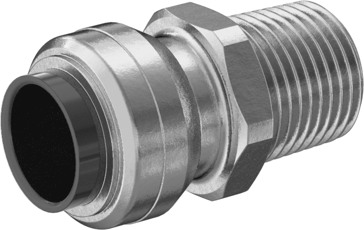 Pirinç Push-to-Connect Bağlantı Elemanı, Düz Adaptör, 1/2 Bakır Boru Boyutu x 1/2 NPT Erkek