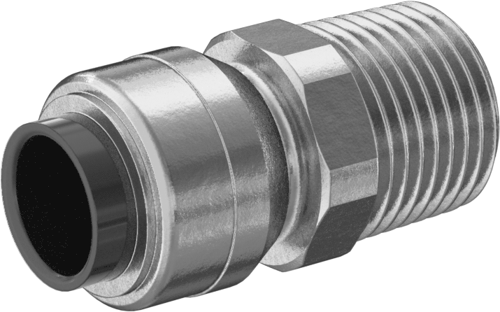 Pirinç Push-to-Connect Bağlantı Elemanı, Düz Adaptör, 3/8 Bakır Boru Boyutu x 1/2 NPT Erkek