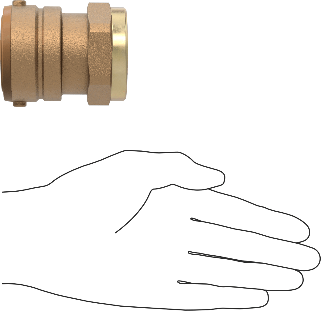 Pirinç Push-to-Connect Bağlantı Elemanı, Adaptör, 1-1/2 Bakır Boru Boyutu x 1-1/2 NPT Dişi