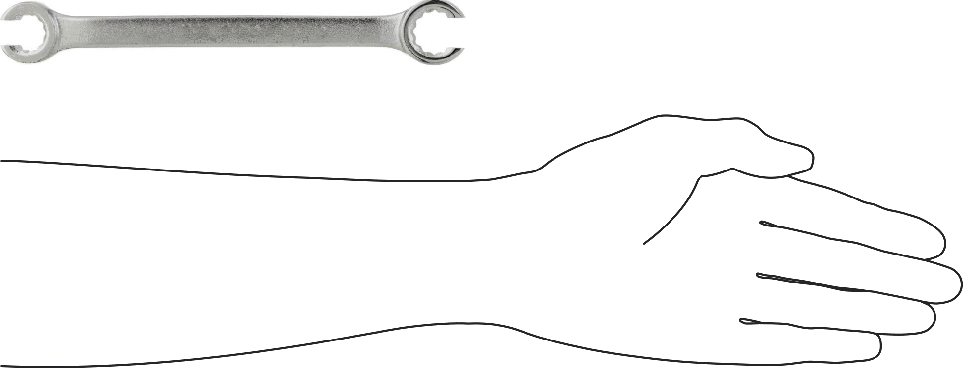 Sure-Grip Açık Uçlu Anahtar, 12-Uçlu Açıklıklar, 15 mm x 17 mm Boyut, 8" Toplam Uzunluk