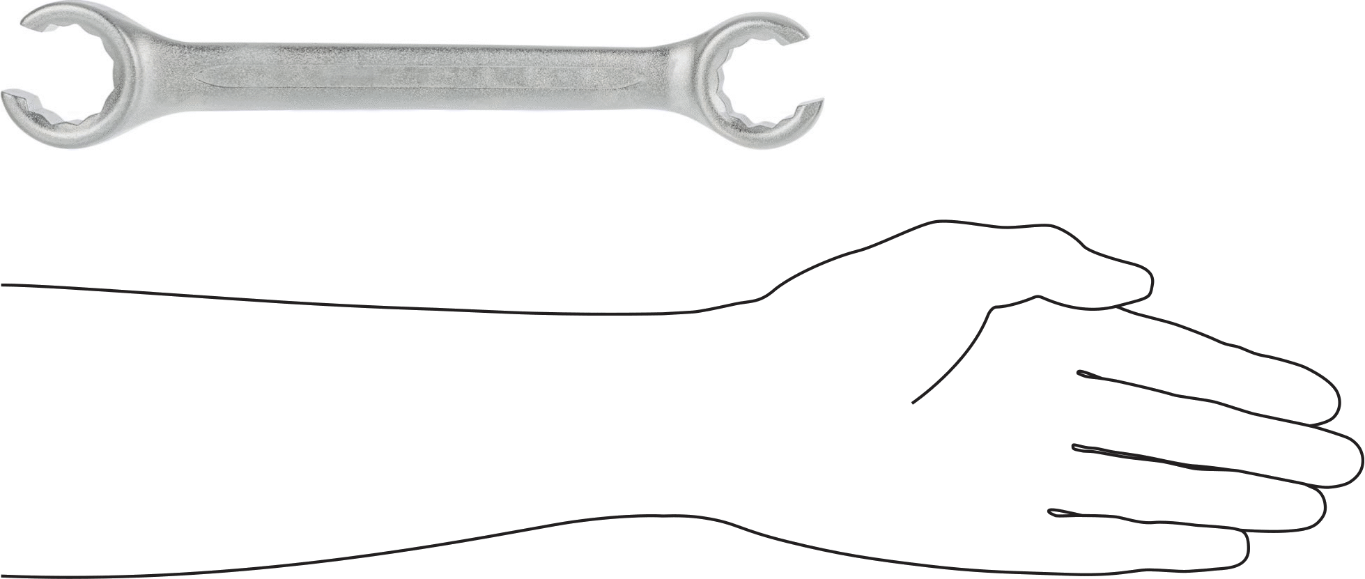 Sure-Grip Açık Uçlu Anahtar, 12-Uçlu Açıklıklar, 24 mm x 27 mm Boyut, 10-1/8" Uzunluk