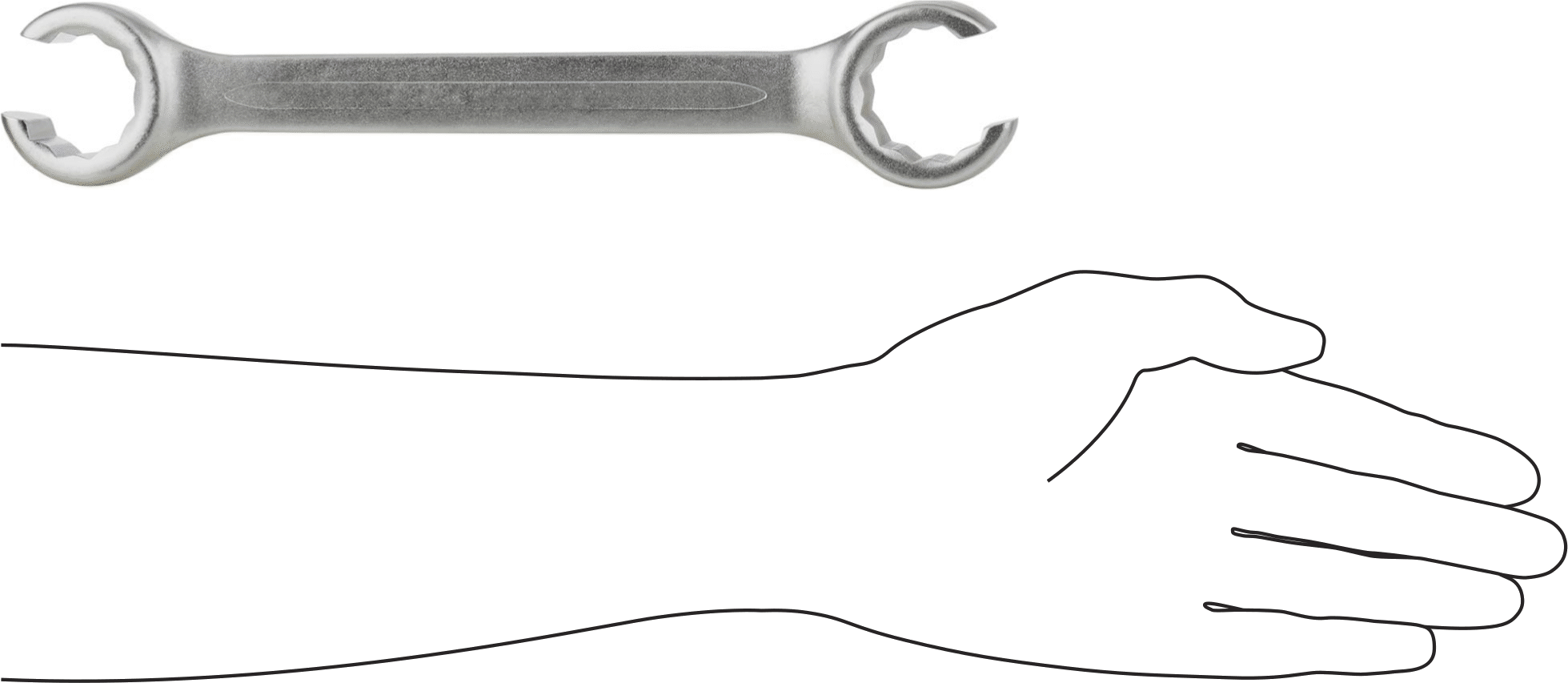 Sure-Grip Açık Uçlu Anahtar, 12-Uçlu Açıklıklar, 30 mm x 32 mm Boyut, 11" Toplam Uzunluk
