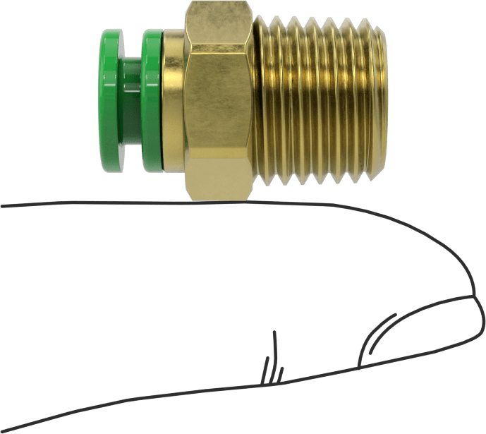 Kaynak Sıçramasına Dayanıklı Bas-Bağla Boru Bağlantısı, Hava ve Su için, Adaptör, 1/4" Boru Dış Çapı x 1/4 NPT için