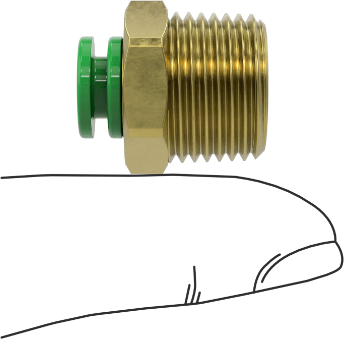 Kaynak Sıçramasına Dayanıklı Bas-Bağla Boru Bağlantısı, Hava ve Su için, Adaptör, 1/4" Boru Dış Çapı x 3/8 NPT