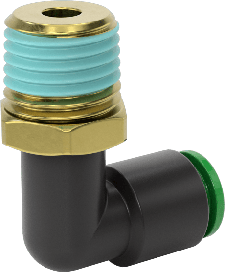 Kaynak Sıçramasına Dayanıklı Bas-Bağla Boru Bağlantısı, Hava ve Su için, 90 Derece Dirsek, 1/4" Boru Dış Çapı x 1/4 NPT