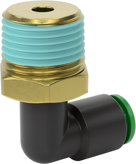 Kaynak Sıçramasına Dayanıklı Bas-Bağla Boru Bağlantısı, Hava ve Su için, 90 Derece Dirsek, 1/4" Boru Dış Çapı x 3/8 NPT