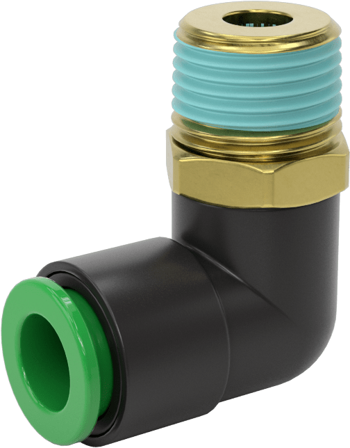 Kaynak Sıçramasına Dayanıklı Bas-Bağla Boru Bağlantısı, Hava ve Su için, 90 Derece Dirsek, 3/8" Boru Dış Çapı x 3/8 NPT