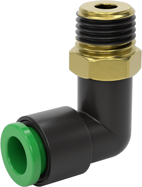 Kaynak Sıçramasına Dayanıklı Bas-Bağla Boru Bağlantısı, Hava ve Su için, 90 Derece Dirsek, 8 mm Boru Dış Çapı x 1/4 BSPT