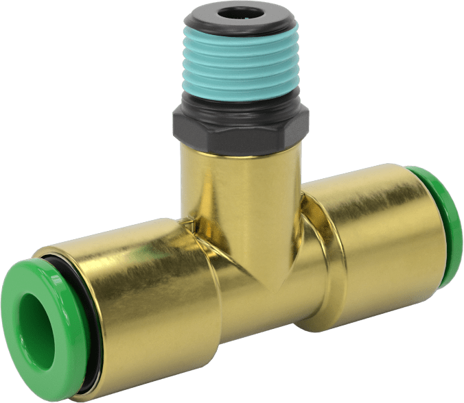 Kaynak Sıçramasına Dayanıklı Bas-Bağla Boru Bağlantısı, Hava ve Su için, Hat Üstü T, 6 mm Boru x 1/8 BSPT Erkek