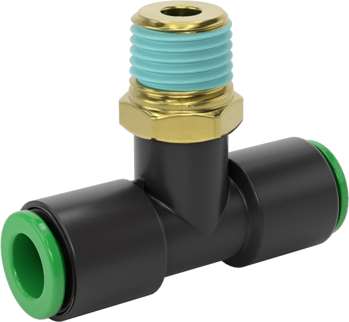 Kaynak Sıçramasına Dayanıklı Bas-Bağla Boru Bağlantısı, Hava ve Su için, Hat Üstü T, 8 mm Boru x 1/4 BSPT Erkek