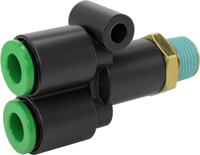 Kaynak Sıçramasına Dayanıklı Bas-Bağla Boru Bağlantısı, Hava ve Su için, Y-Adaptör, 6 mm Boru Dış Çapı x 1/8 BSPT