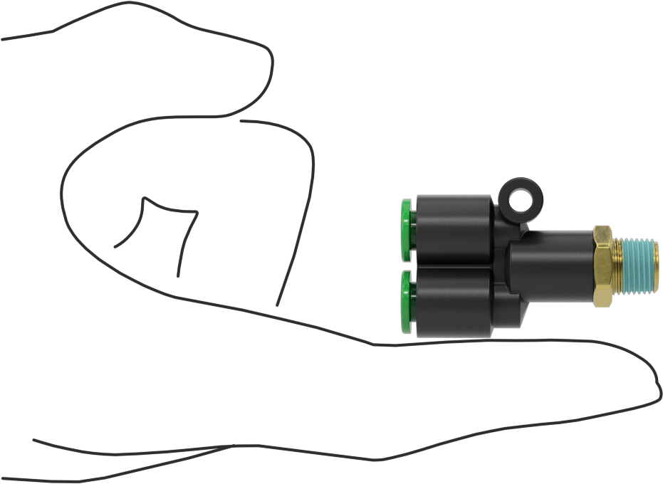 Kaynak Sıçramasına Dayanıklı Bas-Bağla Boru Bağlantısı, Hava ve Su için, Y-Adaptör, 6 mm Boru Dış Çapı x 1/8 BSPT