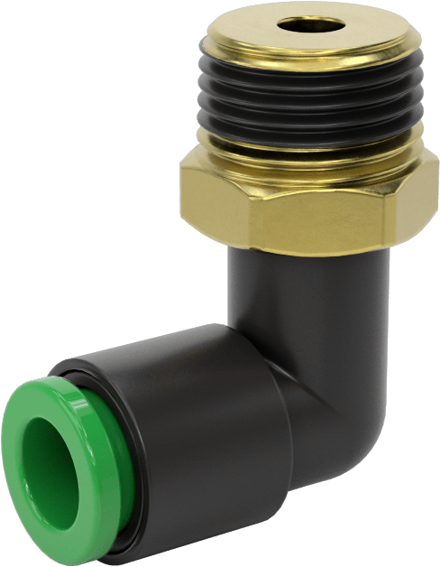 Kaynak Sıçramasına Dayanıklı Bas-Bağla Boru Bağlantısı, Hava ve Su için, 90 Derece Dirsek, 8 mm Boru Dış Çapı x 3/8 BSPT