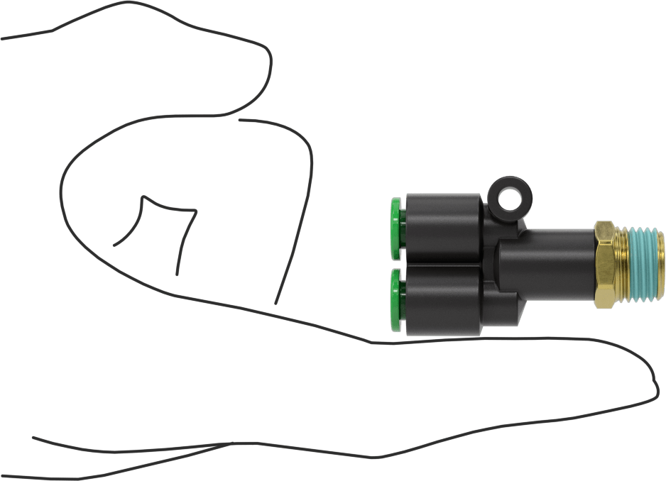 Kaynak Sıçramasına Dayanıklı Bas-Bağla Boru Bağlantısı, Hava ve Su için, Y-Adaptör, 1/4 BSPT x 6 mm Boru Dış Çapı