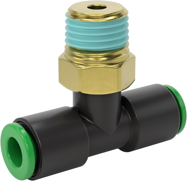 Kaynak Sıçramasına Dayanıklı Bas-Bağla Boru Bağlantısı, Hava ve Su için, Hat Üstü T, 6 mm Boru Dış Çapı x 1/4 BSPT