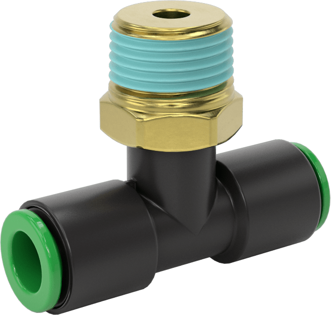 Kaynak Sıçramasına Dayanıklı Bas-Bağla Boru Bağlantısı, Hava ve Su için, Hat Üstü T, 8 mm Boru Dış Çapı x 3/8 BSPT