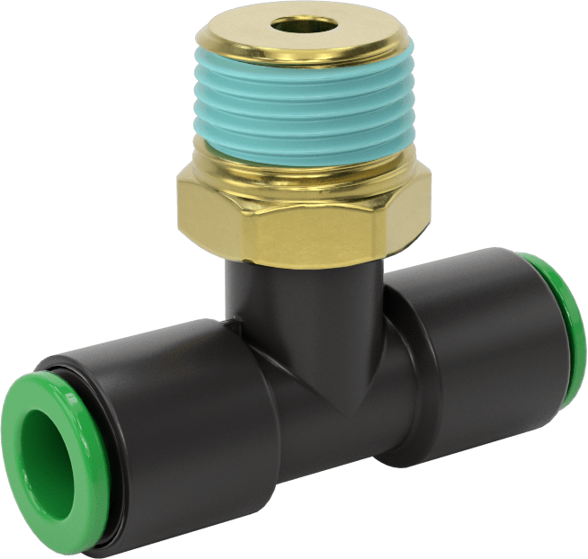 Kaynak Sıçramasına Dayanıklı Bas-Bağla Boru Bağlantısı, Hava ve Su için, Hat Üstü T, 8 mm Boru Dış Çapı x 3/8 BSPT