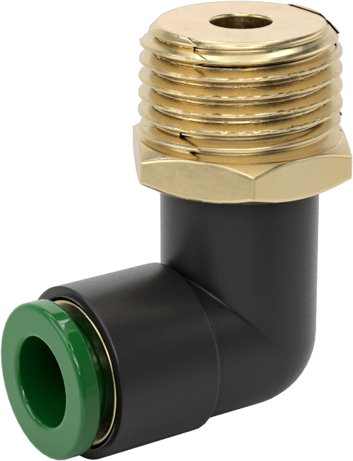 Kaynak Sıçramasına Dayanıklı Bas-Bağla Boru Bağlantısı, Hava ve Su için, 90 Derece Dirsek, 3/8" Boru Dış Çapı x 1/2 NPT