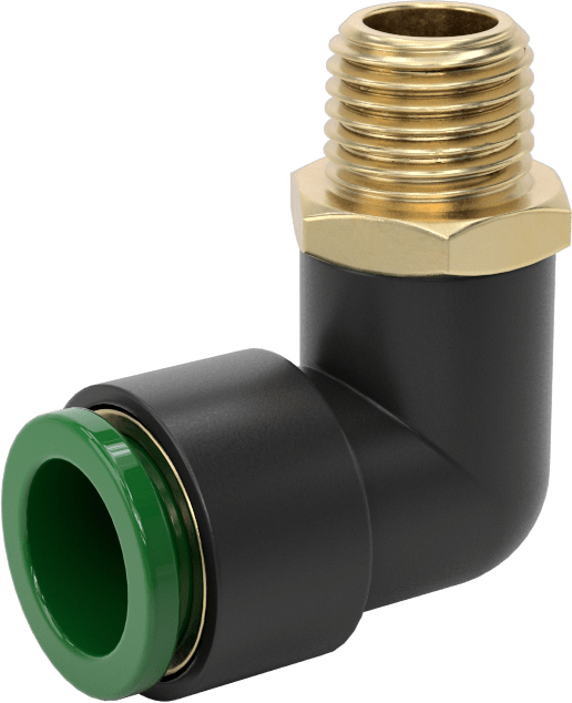Kaynak Sıçramasına Dayanıklı Bas-Bağla Boru Bağlantısı, Hava ve Su için, 90 Derece Dirsek, 1/2" Boru Dış Çapı x 1/4 NPT