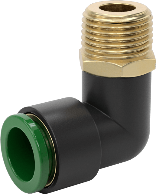 Kaynak Sıçramasına Dayanıklı Bas-Bağla Boru Bağlantısı, Hava ve Su için, 90 Derece Dirsek, 1/2" Boru Dış Çapı x 3/8 NPT