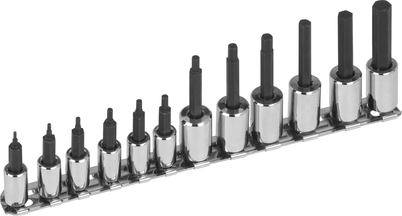12 Parça Altıgen Uçlu Lokma Anahtar Seti, 1/4“ ve 3/8” Kare Tahrik