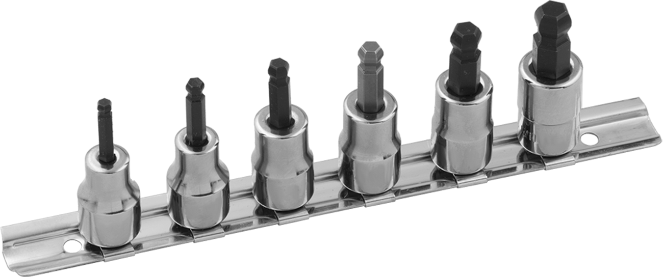 Bilyalı Uçlu Altıgen Uç Soketi, 6 Parça Set, 3/8" Kare Tahrik, Inches